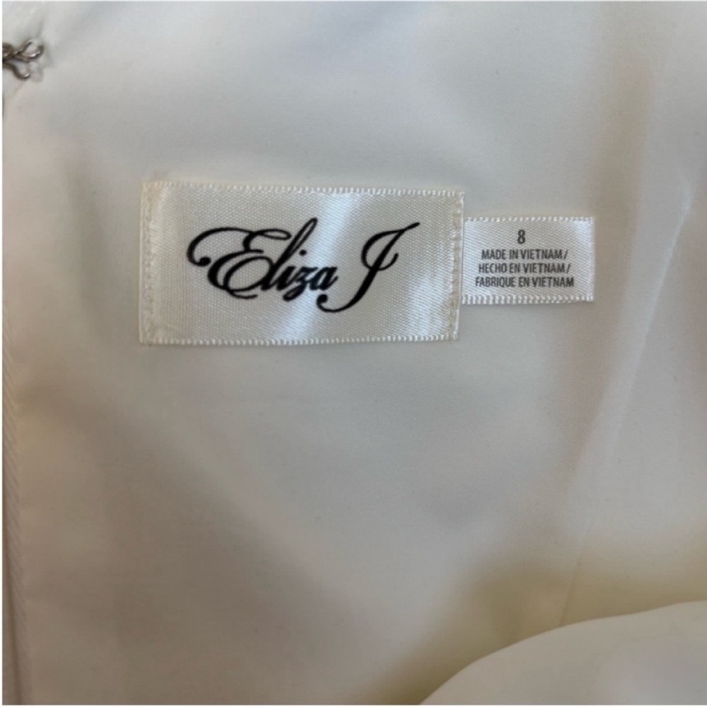 Eliza J Mini Dress Fit Flare Modest Bridal Shower Engagement Ivory White Size 8 - Picture 3 of 11